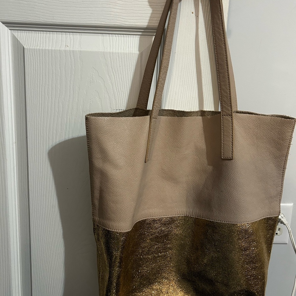 Gold and Tan Tote Bag